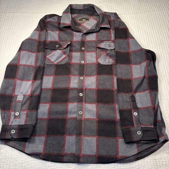 Freedom Foundry Shirt Men's XL‎ Gray/Red Plaid Fleece Button Up Long Sleeve - Picture 2 of 10